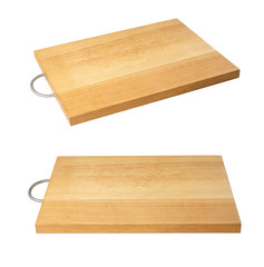 Wooden cutting board isolated on a white background with clipping path