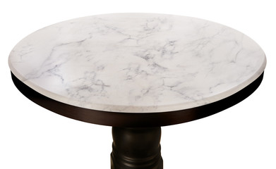White marble stone table top isolated on white background