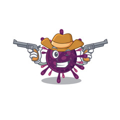 Funny coronavirus kidney failure as a cowboy cartoon character holding guns