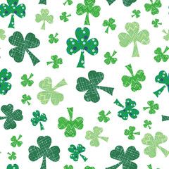 Shamrock mixer green clovers seamless vector repeat surface pattern design