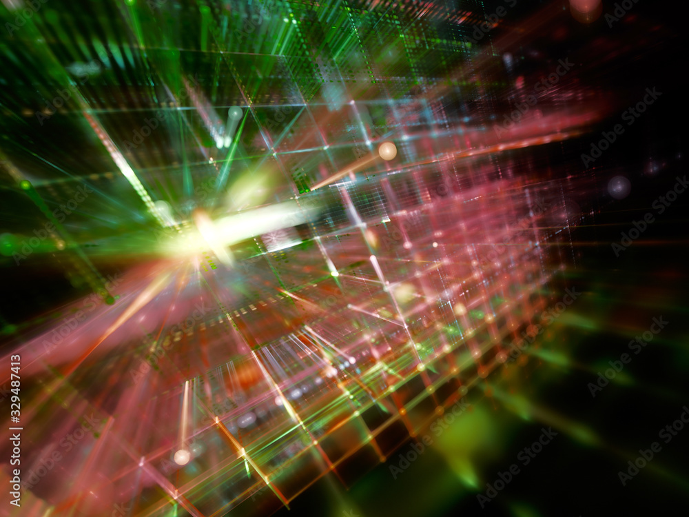 Aufkleber abstract red and green background element on black. fractal graphics 3d illustration. science or tec