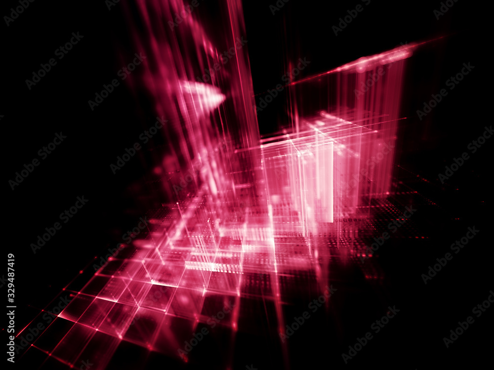 Fototapete abstract red on black background element. fractal graphics 3d illustration. science or technology co