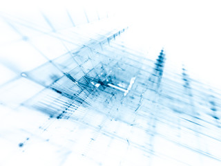 Abstract blue on white background element. Fractal graphics 3d illustration. Science or technology concept.