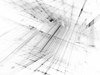 Abstract black and white background element. Fractal graphics 3d illustration. Science or technology concept.