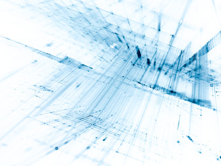 Abstract blue on white background element. Fractal graphics 3d illustration. Science or technology concept.