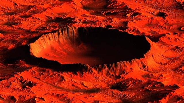 planet mars crater zoom in