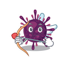 Romantic picture of coronavirus kidney failure Cupid cartoon character with arrow and wings