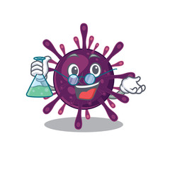 Smart Professor of coronavirus kidney failure mascot design holding a glass tube