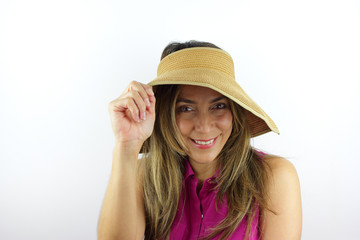 Beautiful Colombian Woman wearing her summer hat