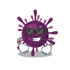 Super cool coronavirus kidney failure mascot character wearing black glasses