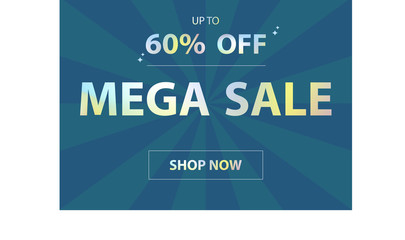 Sale banner of mega sale tempate design. Using colorful and simple writing.