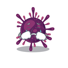 A Crying coronavirus kidney failure cartoon mascot design style