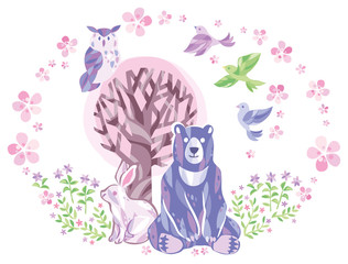 春　動物　イラスト