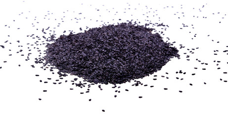 Black Sesame Seeds isolated on white background.