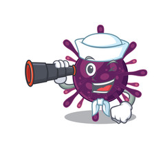 Coronavirus kidney failure in Sailor cartoon character design with binocular