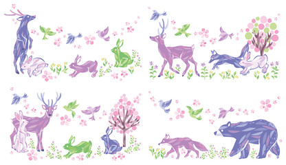 春　動物　イラスト　セット