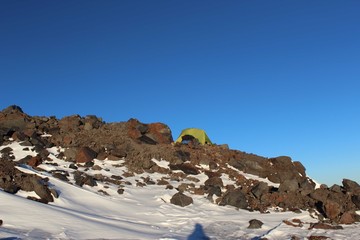 Tent on Elbrus rocks