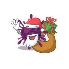 Santa coronavirus kidney failure Cartoon character design with box of gift
