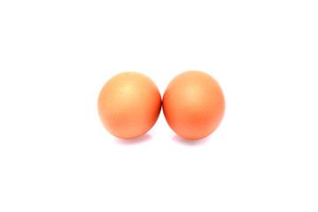 two eggs isolated on white background