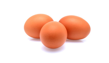 three eggs isolated on white background