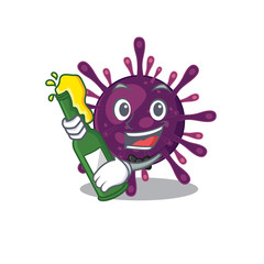 Coronavirus kidney failure with bottle of beer mascot cartoon style