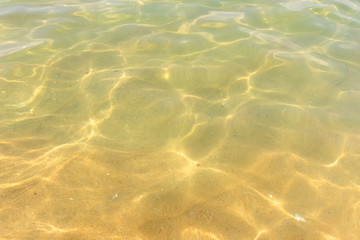 Ripples of water waves reflecting texture on a sandy beach bottom