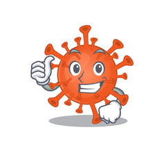 Cool deadly corona virus cartoon design style making Thumbs up gesture
