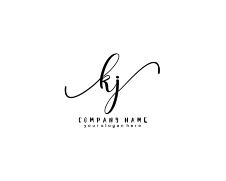 Letter KJ handwrititing logo with a beautiful template