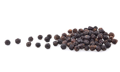 Black pepper isolated on white background. Spices.