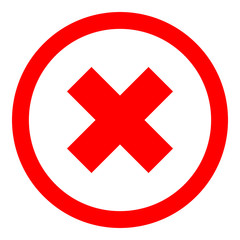 Wrong mark, cross sign, and prohibition sign for website, web page, design, and business.