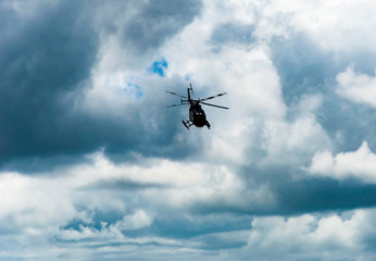 helicopter flying in the sky