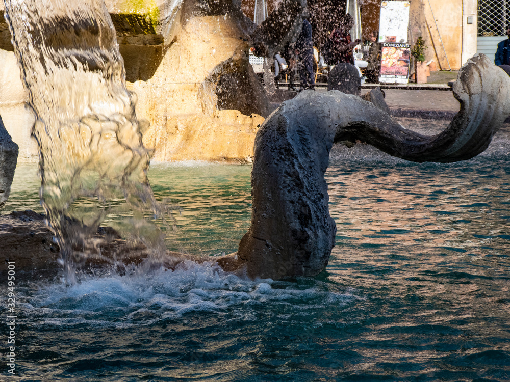 Wall mural detail of the fountain of the four rivers (fontana dei quattro fiumi) in rome