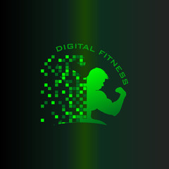 fitness logo, pixel icon design vector
