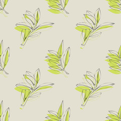 Seamless  pattern tree laurel.Image on a white and color background.