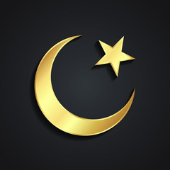 star and crescent moon 3d golden islam religious symbol © zsschreiner