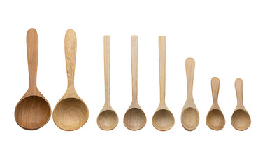Handcraft wooden spoon or handmade wooden spoon isolated on white background. Eco kitchen utensil...