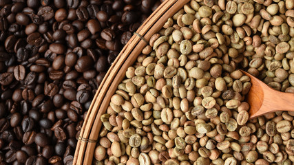  Close up of coffee beans for background                                  