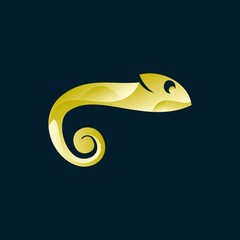 golden chameleon logo design inspiration . gold chameleon logo template
