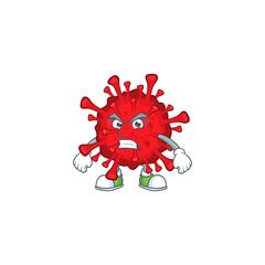 Charming dangerous coronaviruses mascot design style waving hand
