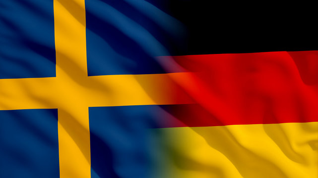 Waving Sweden and Germany Flags