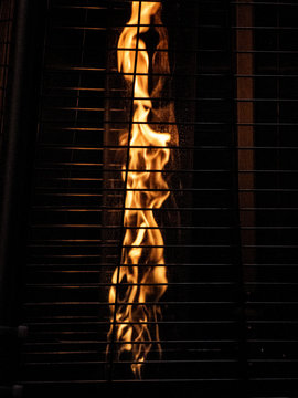 fire in a gas stove used in outdoor restaurant