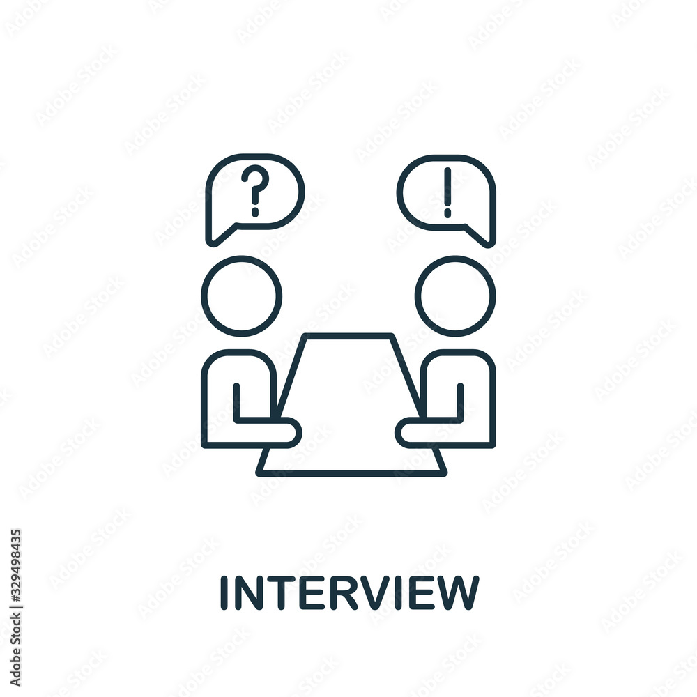 Poster interview icon from headhunting collection. simple line interview icon for templates, web design and