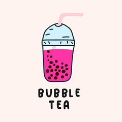 Bubble tea. Vector hand drawn illustration on white background.