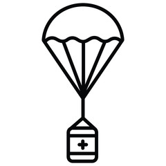 Package being delivered by parachute icon