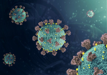 corona virus COVID-19 microscopic virus corona virus disease 3d illustration