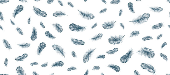 Feathers Pattern, hand drawn illustration