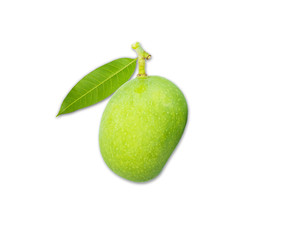 Mango and leaf isolated white background