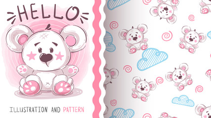 Cute polar bear - seamless pattern