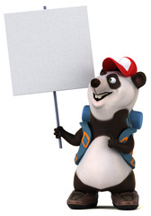 Fun 3D panda backpacker cartoon character © Julien Tromeur
