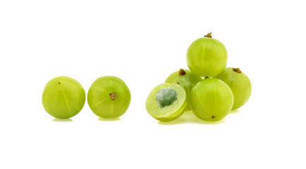 gooseberries Indian gooseberry on white background